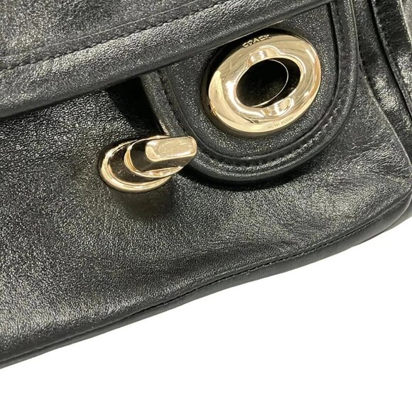 Auth COACH Ranger Flap Crossbody 33566 Black Leather - Shoulder Bag - Picture 11 of 16